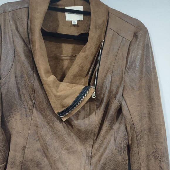 Silence + Noise Urban Outfitters Vegan Faux Leather Distressed Jacket Size M - Picture 6 of 6
